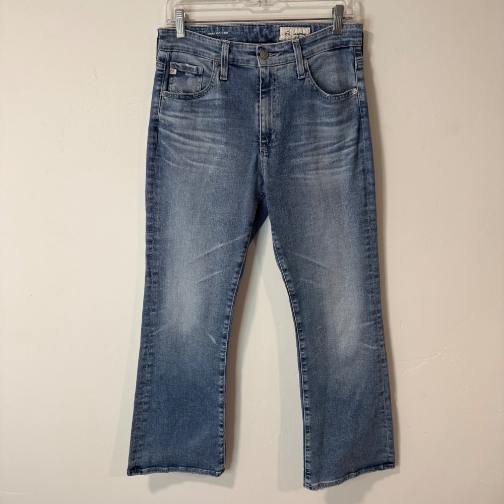 AG Adriano Goldschmied Jeans 30 Blue Farrah Boot Crop High Rise Japanese Denim
